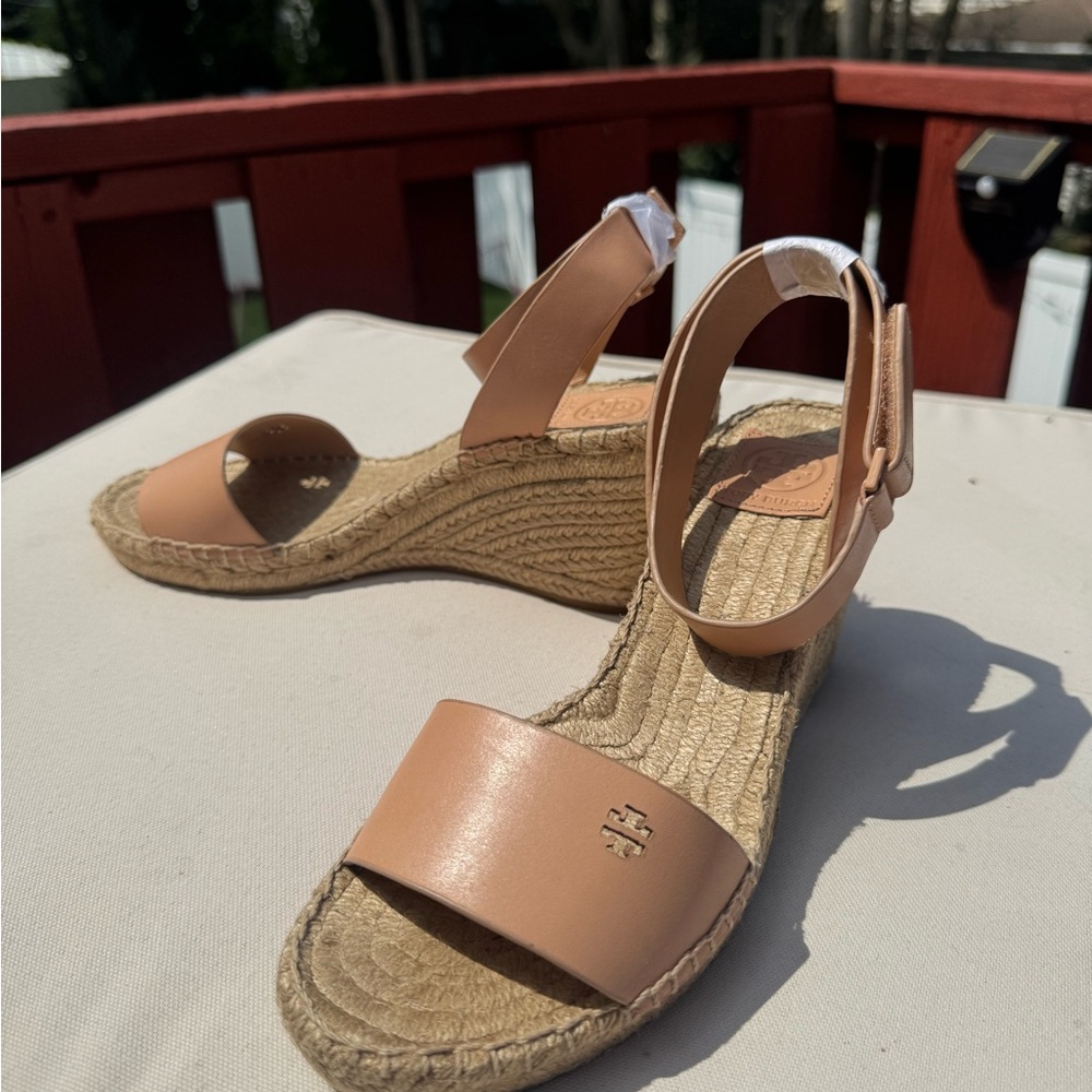 Tory Burch Nude Espadrille Wedge Sandals